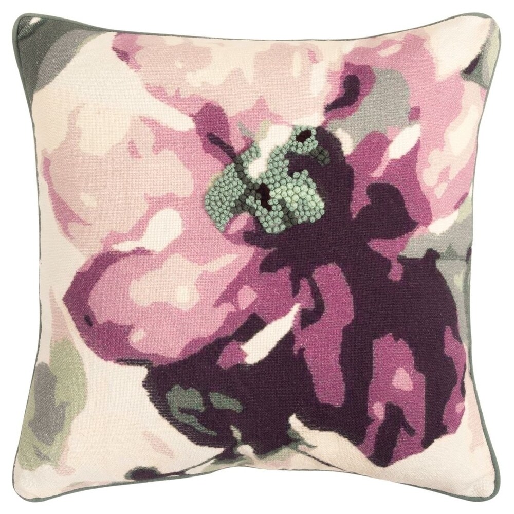 Connie Post Purple/ Grey Floral Filled Pillow