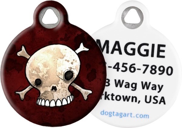 Dog Tag Art Skull and Crossbones Personalized Dog and Cat ID Tag