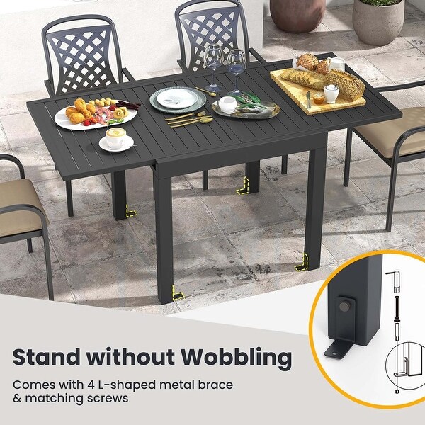 Extensible Courtyard Dining Table for 46 People w/ Slatted Table Top