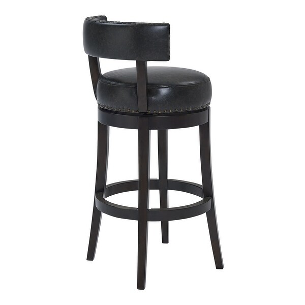 Corbin Wood Swivel Faux Leather Stool