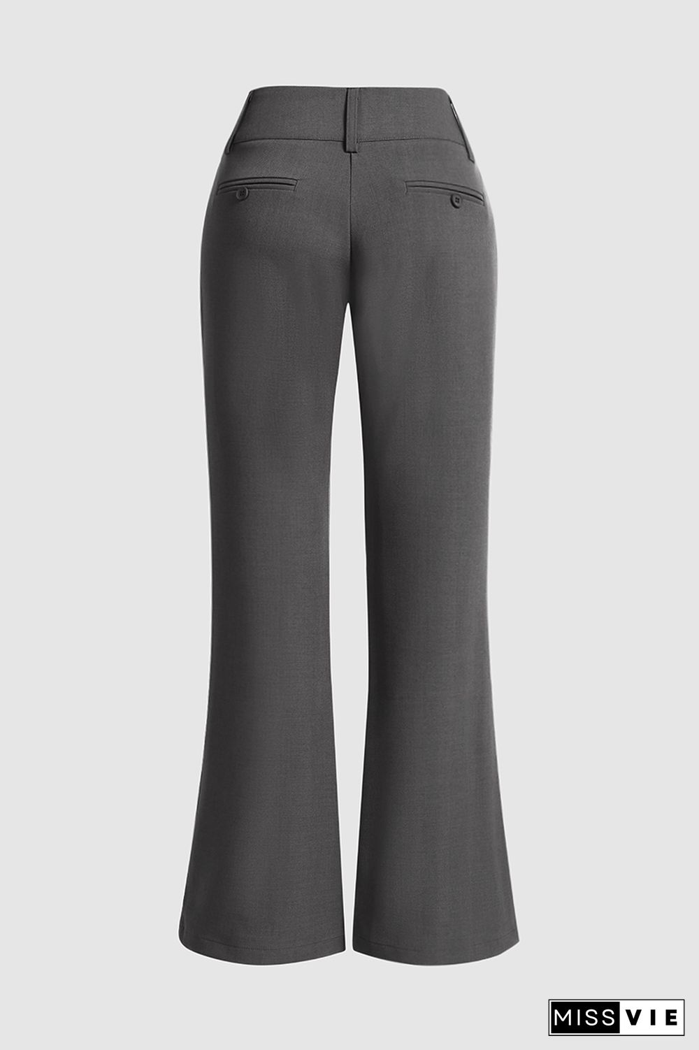 Solid Slant Pocket Low Rise Flare Pants