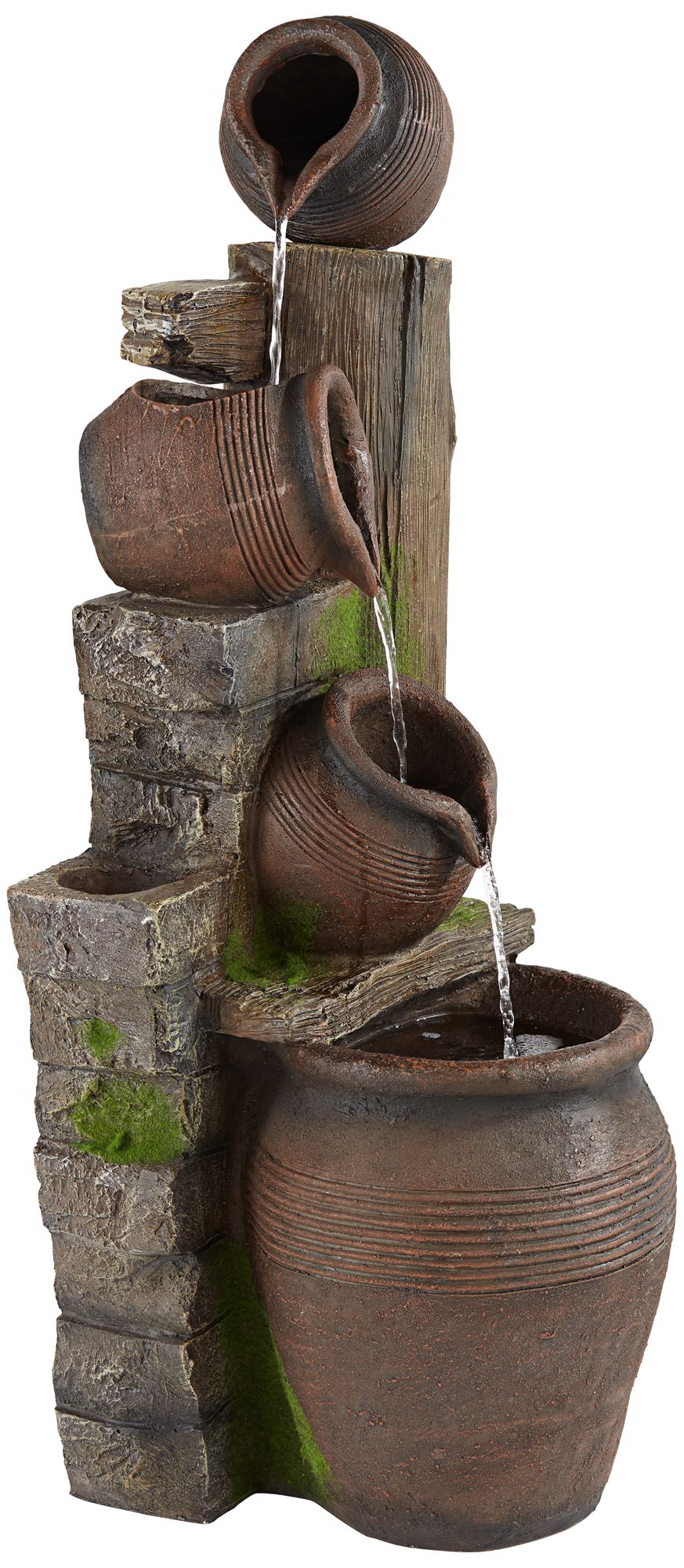 John Timberland Rustic Outdoor Floor Water Fountain with Light LED 39 1/4