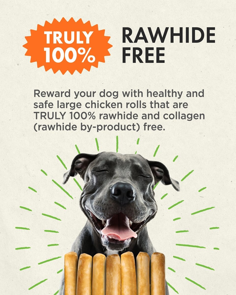 Canine Naturals Hide Free 7-inch Chicken Recipe Roll Dog Chew， 5 count