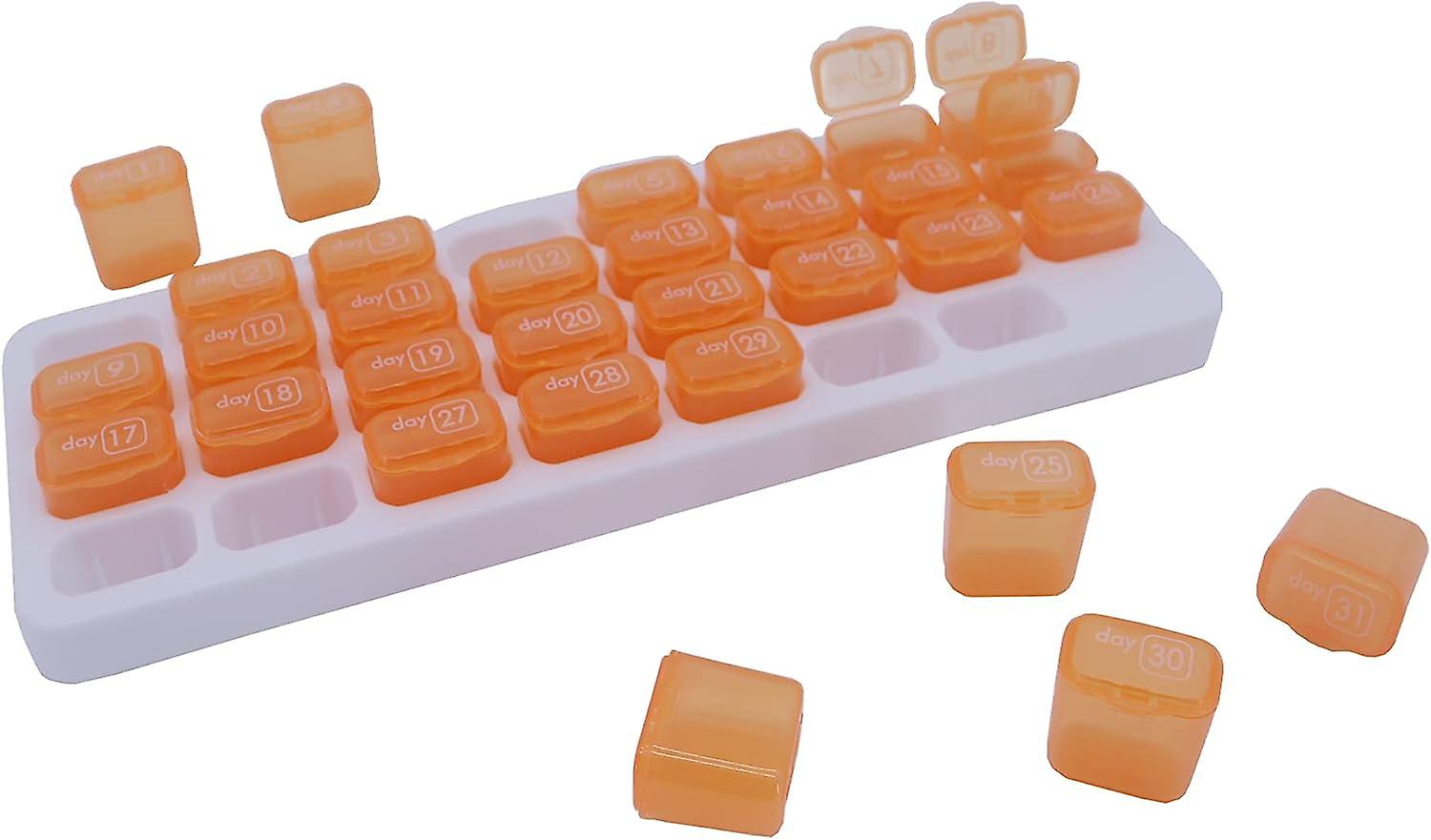 Monthly 31 Compartments Pill Organizer Day Pill Organizer For Medicine Vitamin Holder Container (orange)