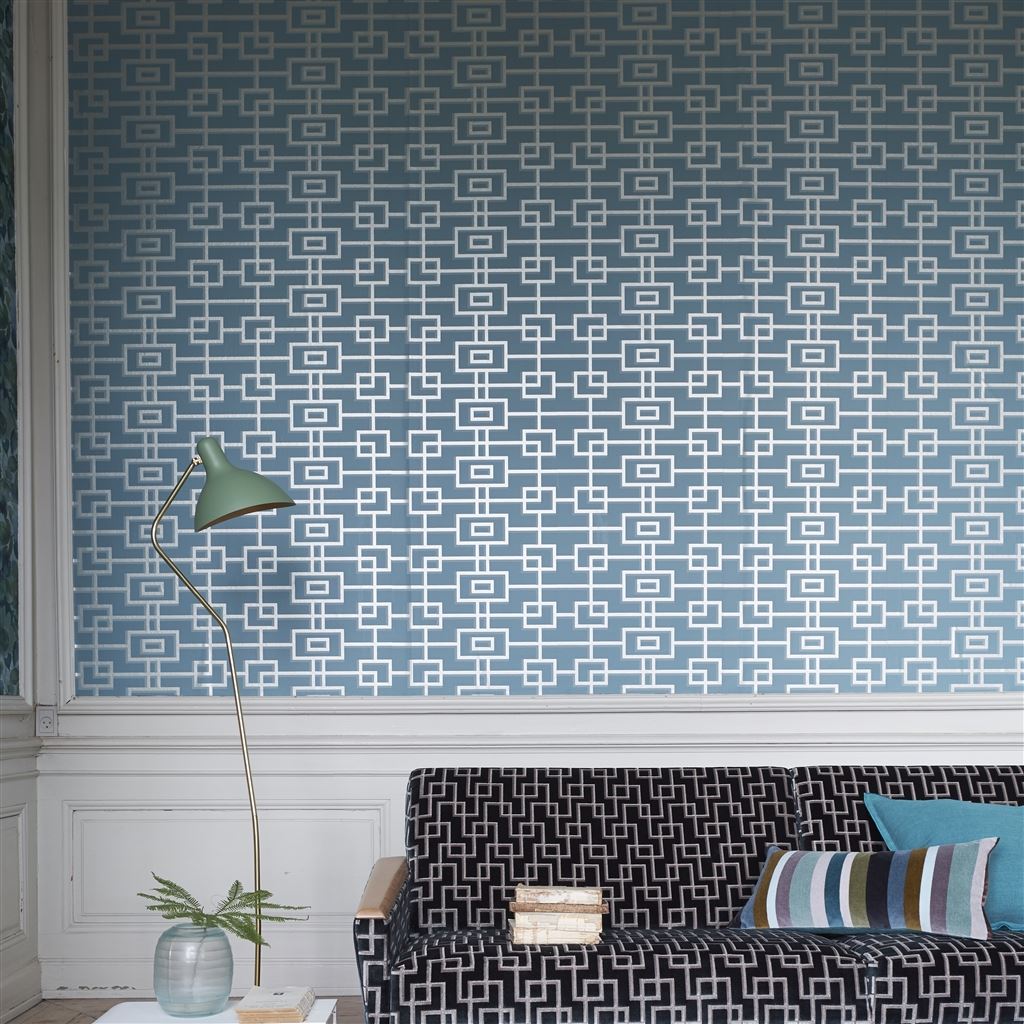 Rheinsberg Wallpaper in Teal from the Zardozi Collection by Designers Guild