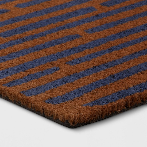 Blocks Rectangular Outdoor Door Mat Blue