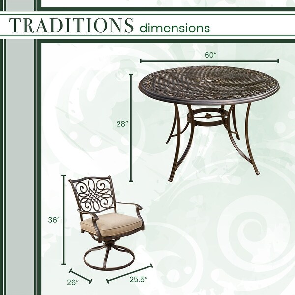 Hanover Traditions Cushioned Aluminum 7piece Outdoor Dining Set