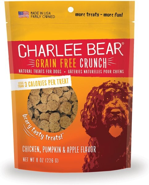 Charlee Bear Natural Bear Crunch Grain-Free Chicken， Pumpkin and Apple Dog Treats