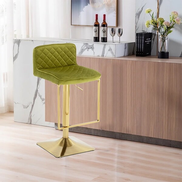 31.89 in. Adjustable Height Metal Frame Bar Stool with Velvet Seat