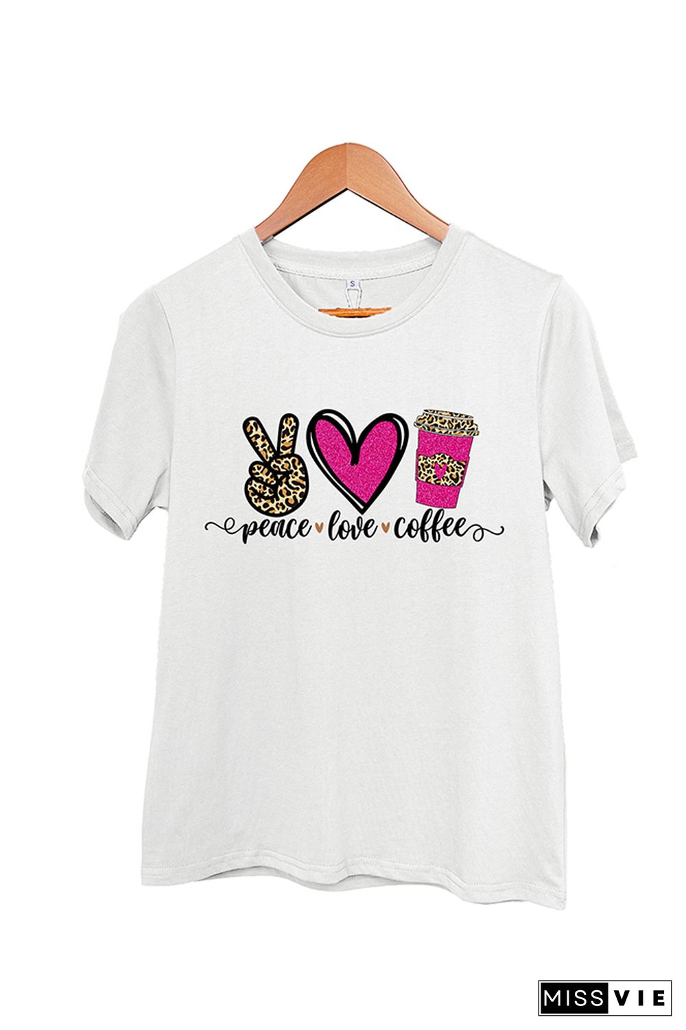 Peace Love Coffee Short Sleeve Graphic Tee Wholesale