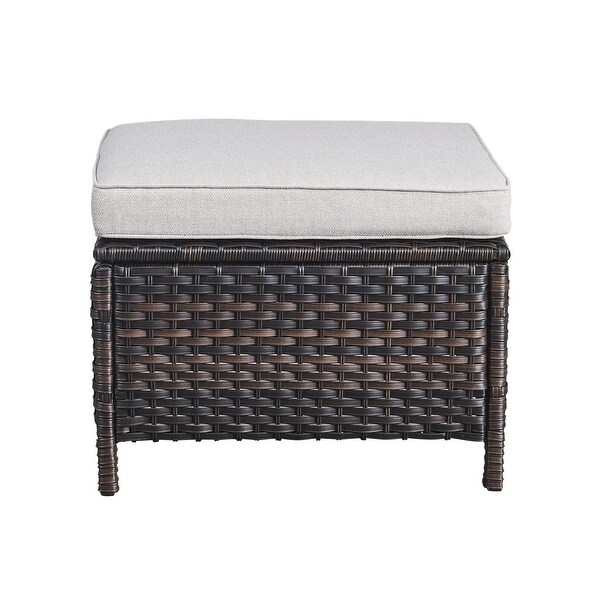 2 Piece Outdoor Ottoman Wicker Patio Ottomans