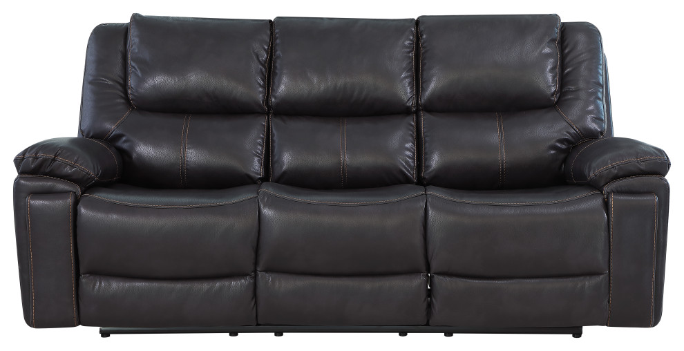 Aiden Transitonal Leather Air Reclining Upholstered Sofa   Contemporary   Sofas   by Luxuriant Furniture  Houzz