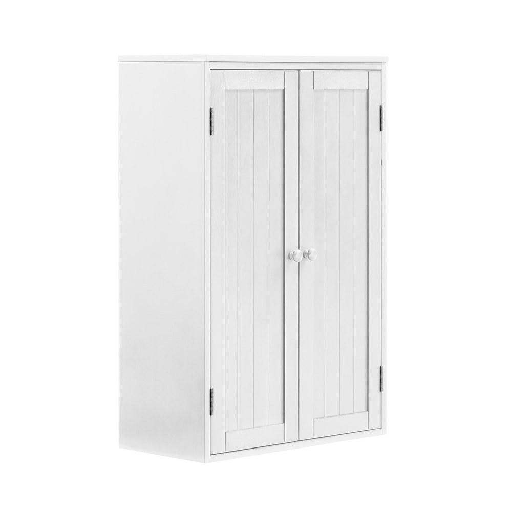 Storage Cabinet Freestanding Wooden Floor Cabinet with Adjustable Shelf and Double Door