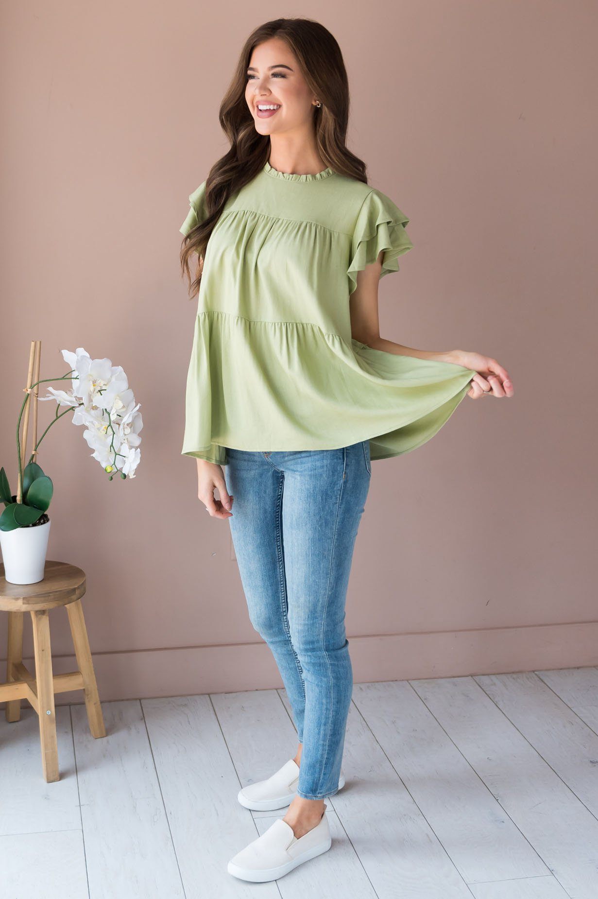 He Has Risen Modest Peplum Blouse