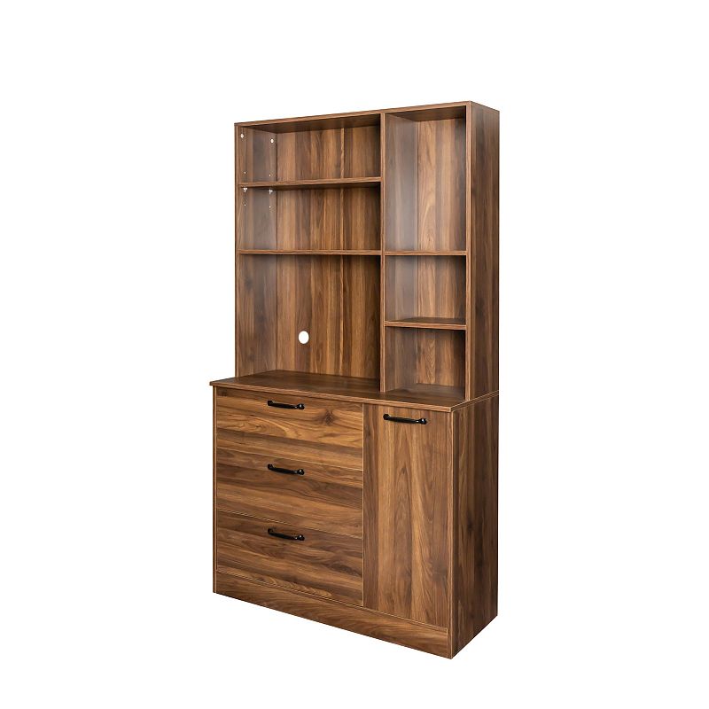 Large Kitchen Pantry Storage Cabinet with Drawers and Open Shelves， Freestanding Kitchen Cupboard Buffet Cabinet