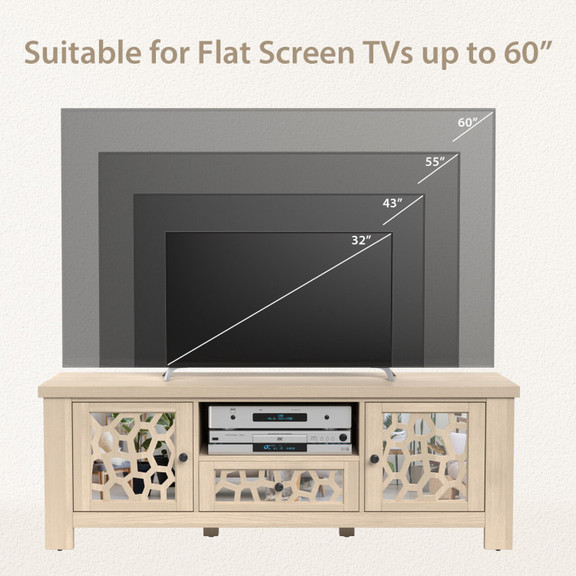 Costway 65431278 55 Inch Retro TV Stand Media Ente...