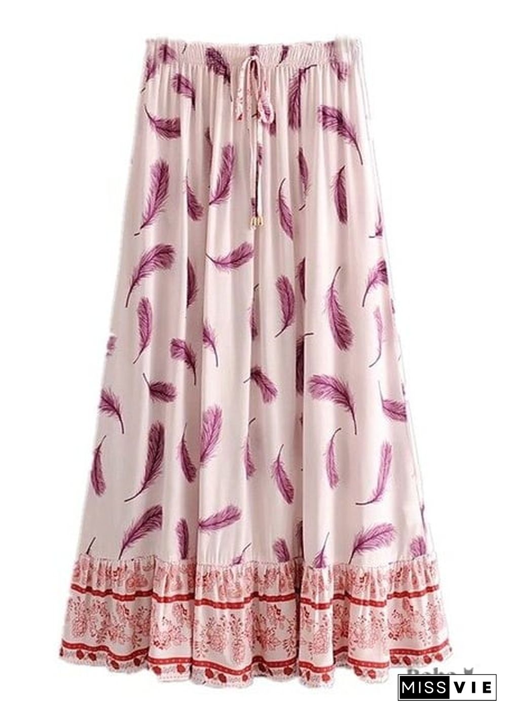 Boho Skirts in Feather in Pink For Women