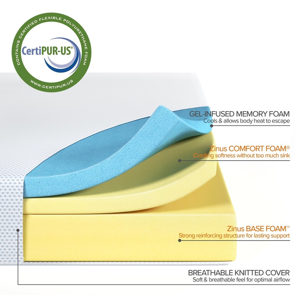 6 Inch Green Tea Cooling Gel Memory Foam Mattress  Fiberglass Free  Cooling Gel Foam  Pressure Relieving  Bed in a Box  Full