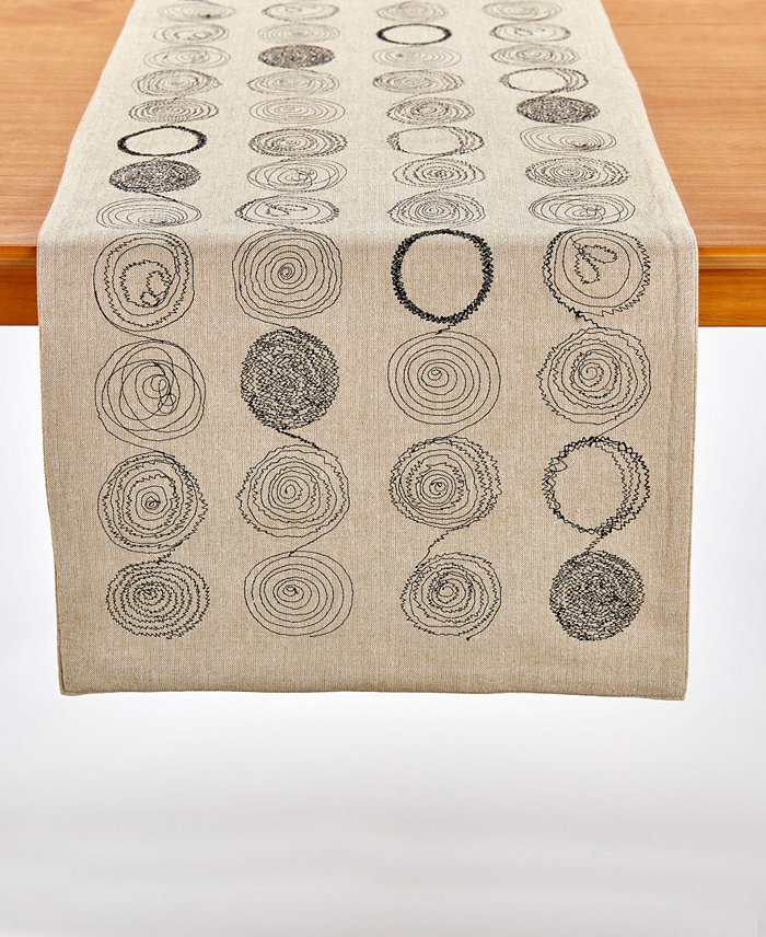 Tableau Circles Embroider Table Runner 72 x 14