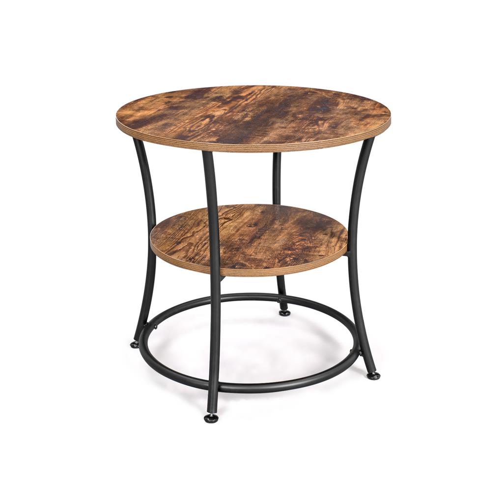 VASAGLE Round End Table with 2 Shelves