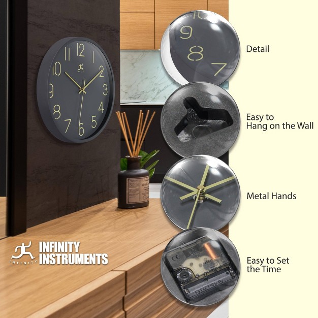 Stencil Number Clock Dark Gray Infinity Instruments