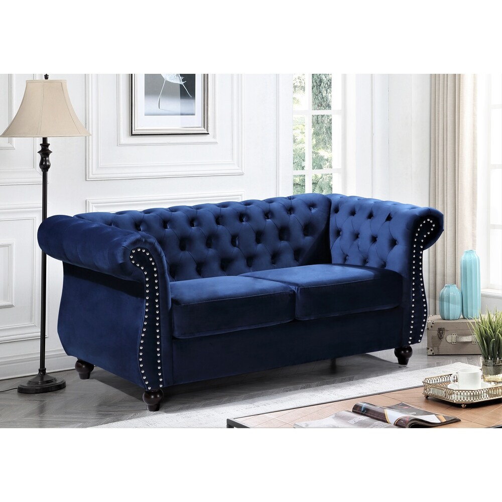 Kemos Velvet Chesterfield Loveseat