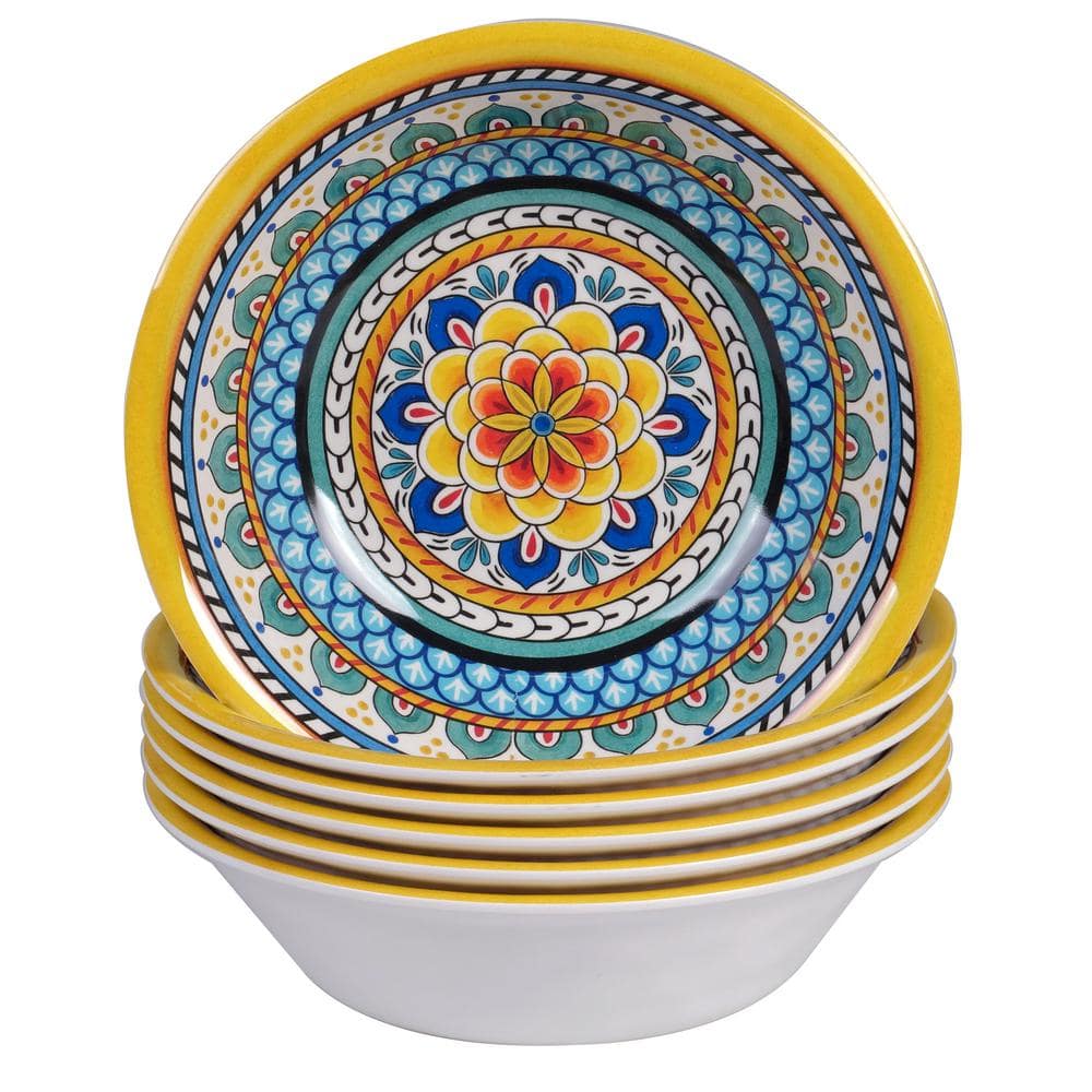 Certified International Portofino 6-Piece Seasonal Multicolored Melamine 7.5 in. diameter x 2 in. high 22 oz. Bowl Set (Service for 6) 28182SET6