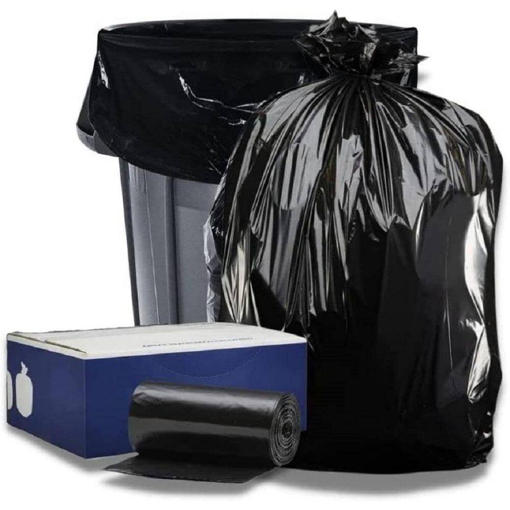 Plasticplace 32 Gal. to 33 Gal. Black Trash Bags 1 mil 33 in. x 39 in. (100-Count) W33LDB1