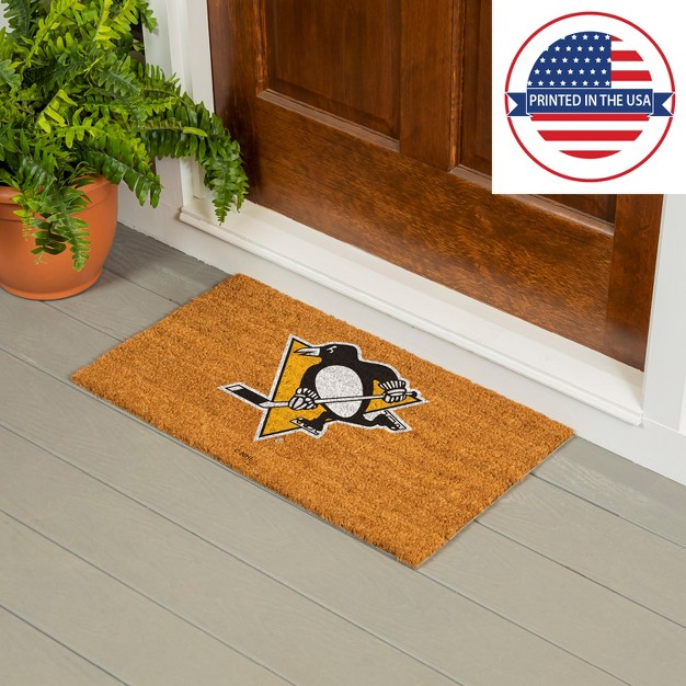 Evergreennhlpittsburgh Penguins Logo Natural Coir 28 X 16 Inches Indoor Outdoor Doormat