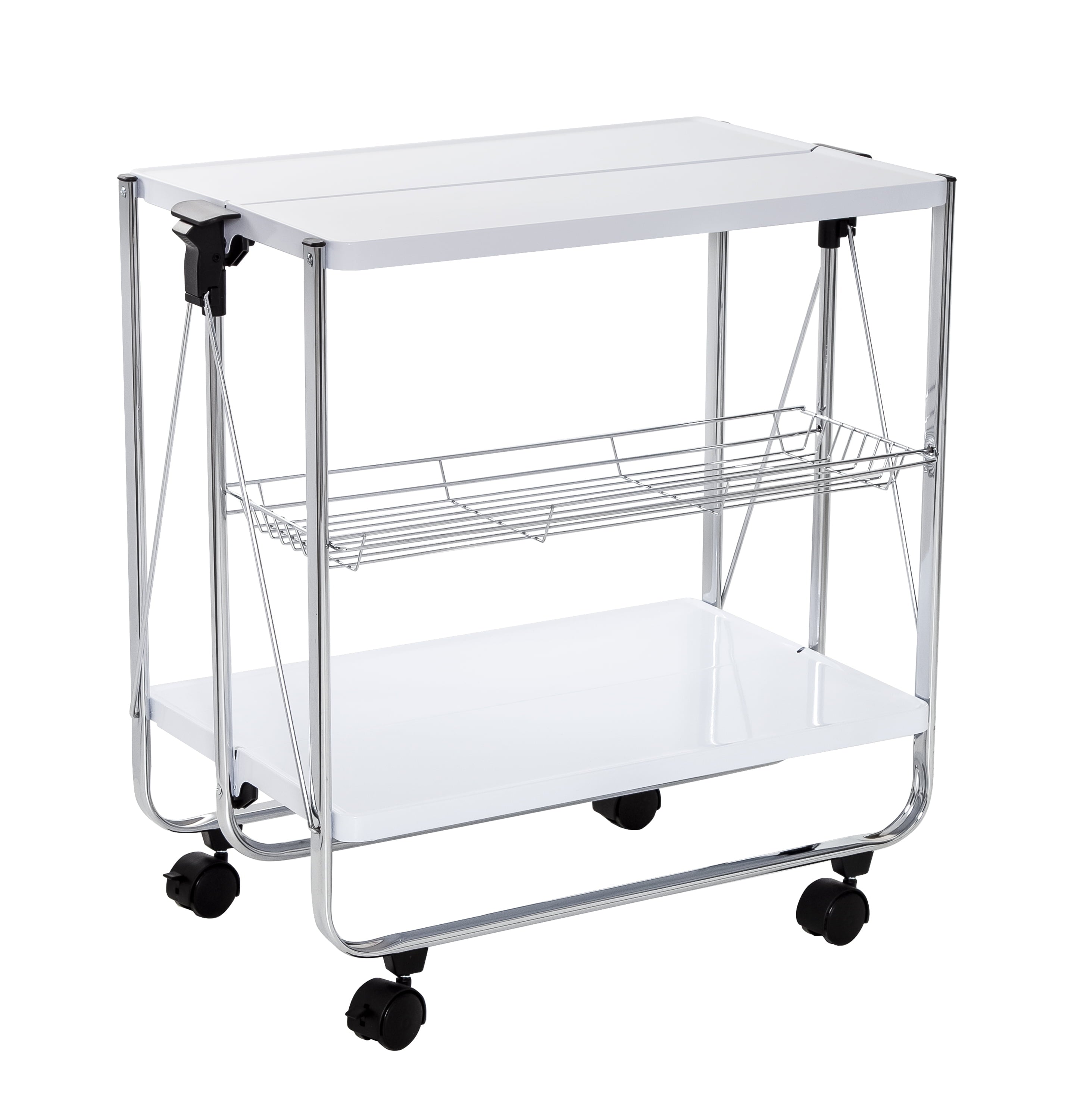 Honey-Can-Do Foldable Kitchen Cart， White/Chrome