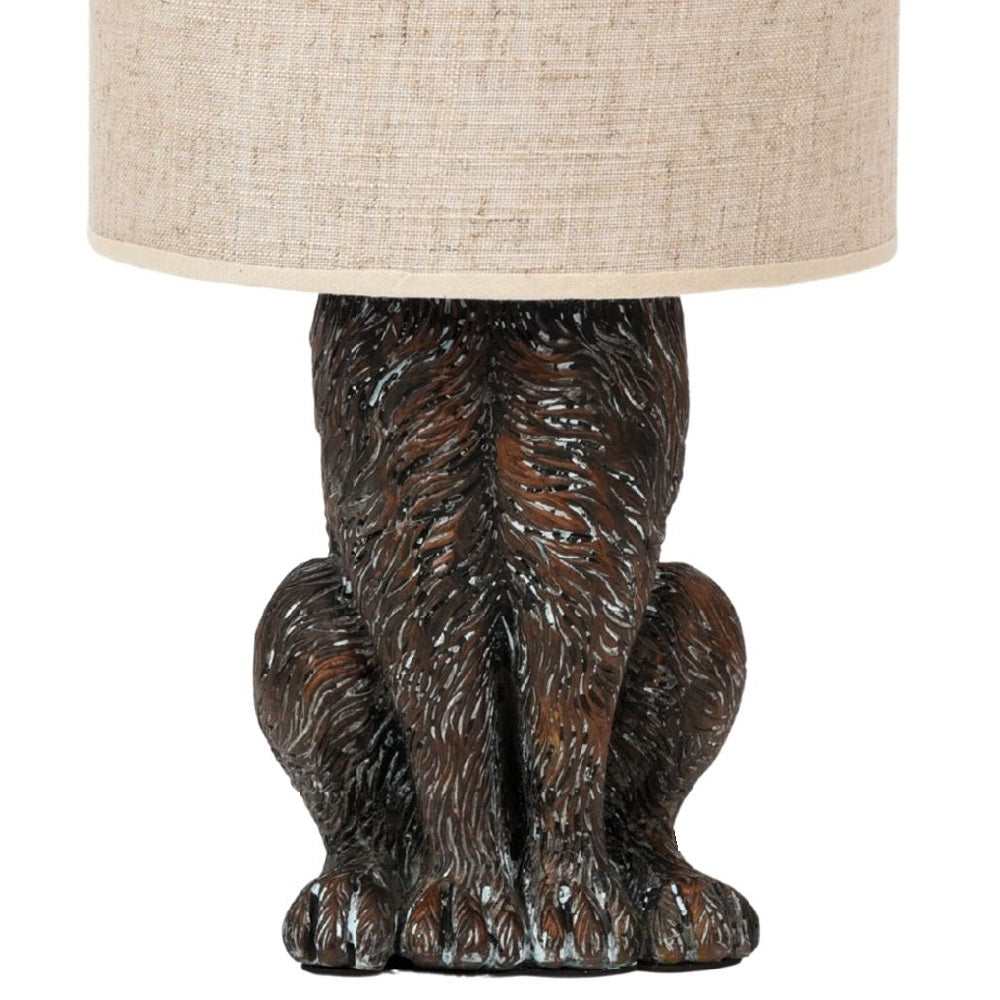 Britalia BRHE1665 Brown Hiding Hare Sculpture Vintage Table Lamp with Beige Drum Shade 43cm