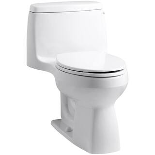 KOHLER Santa Rosa Comfort Height 1-Piece 1.28 GPF Single Flush Compact Elongated Toilet in White Seat Included K-3810-RA-0