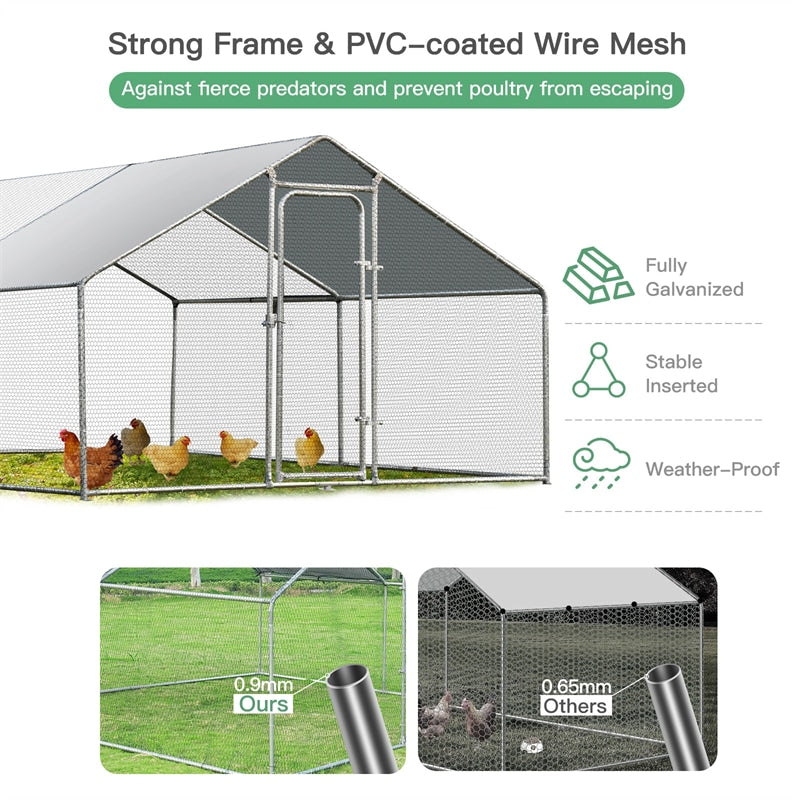 10' x 13¡® Large Metal Chicken Coop Run Walk-in Poultry Cage Hen Run House Shade Cage for Outdoor Backyard Farm