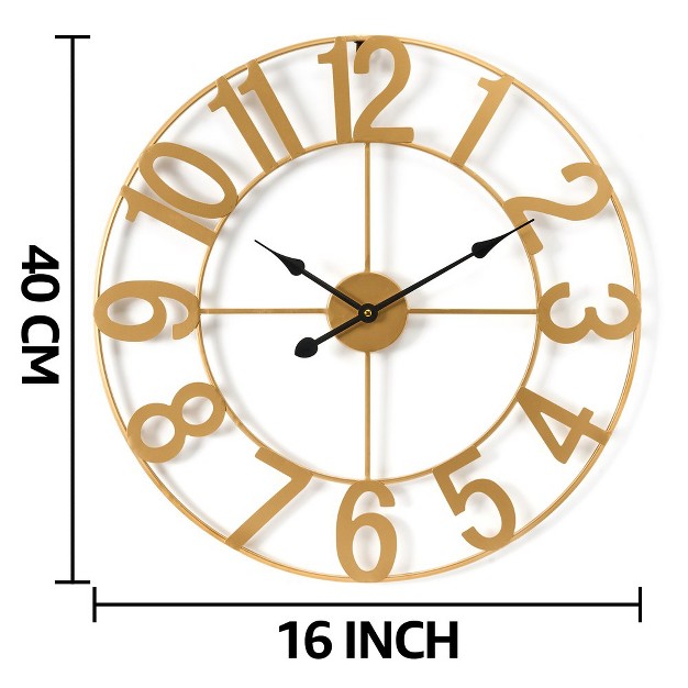 Sorbus Large Wall Clock For Living Room Decor Numeral Wall Clock For Kitchen 16 inch Wall Clock Decorative gold