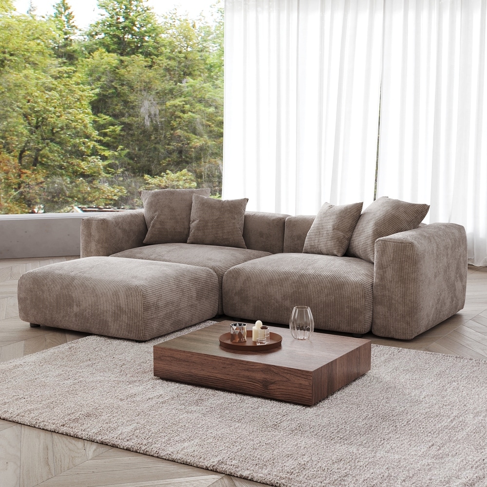 Sectional Couch Sofa with 4 Pillows  Modern Luxurious Modular Sectional Couch with Chaise Ottomans