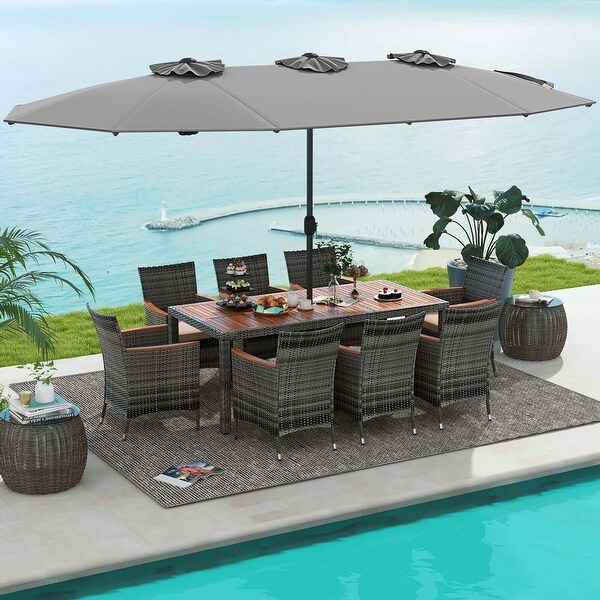 Costway 10 Pieces Patio Wicker Dining Set with DoubleSided Patio