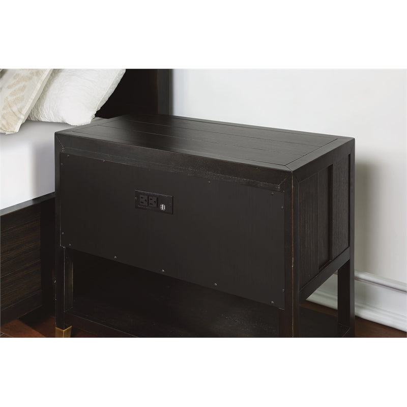 Home Square Mid-Century Wood Open Nightstand in Dark Brown - Set of 2