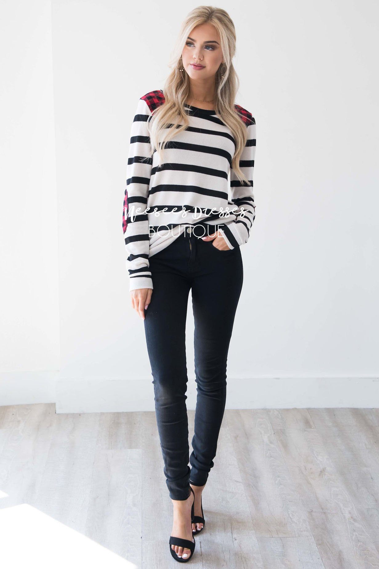 Charming As Can Be Striped Elbow Patch Sweater