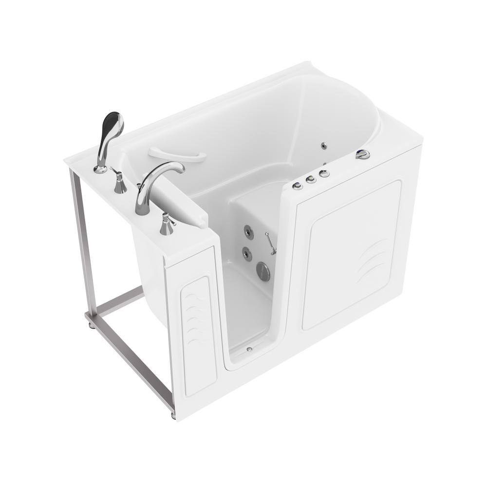 Universal Tubs HD Series 53 in. Left Drain Quick Fill Walk-In Whirlpool Bath Tub with Powered Fast Drain in White HD3053LWH