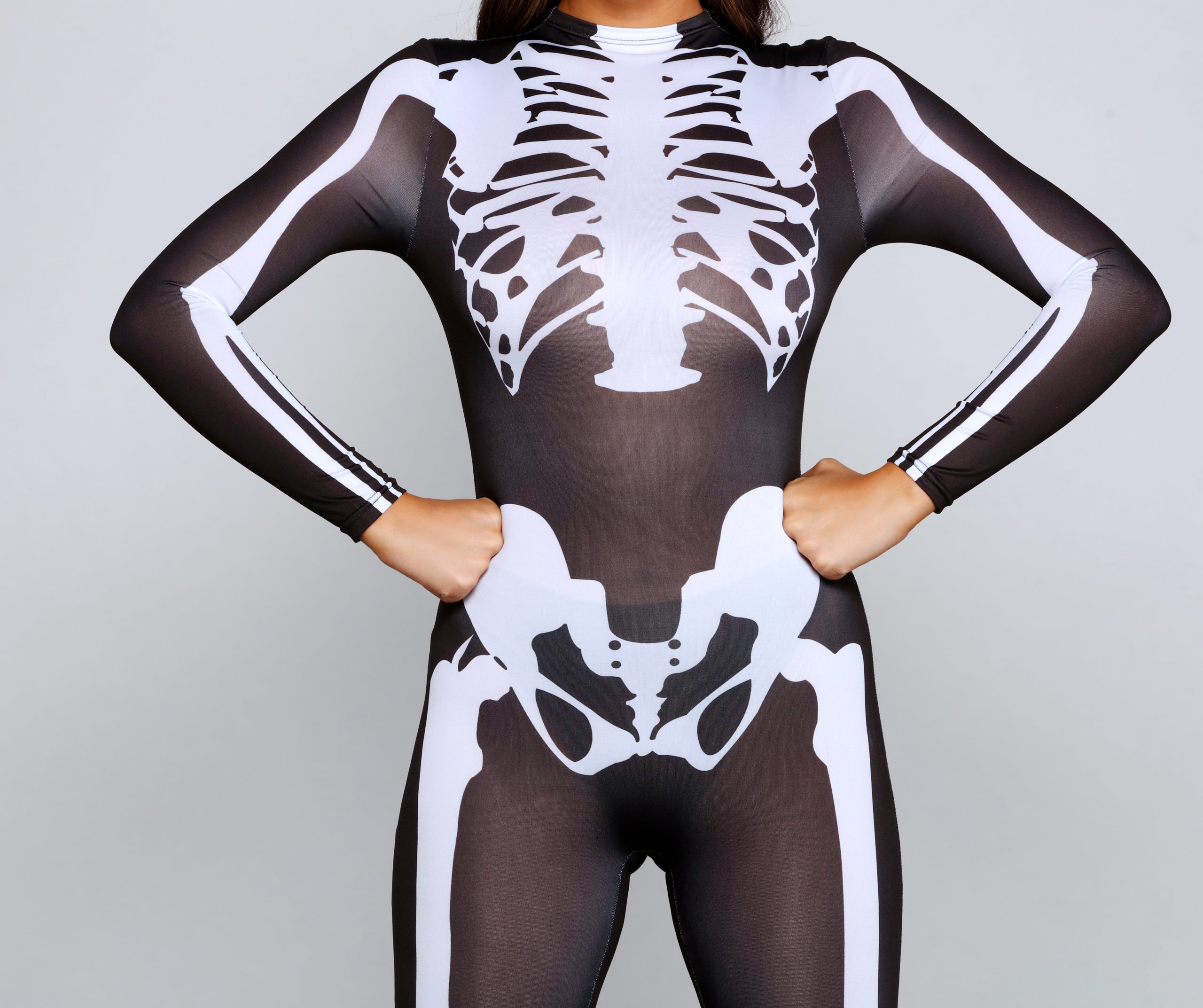 Spooky And Sultry Skeleton Print Catsuit