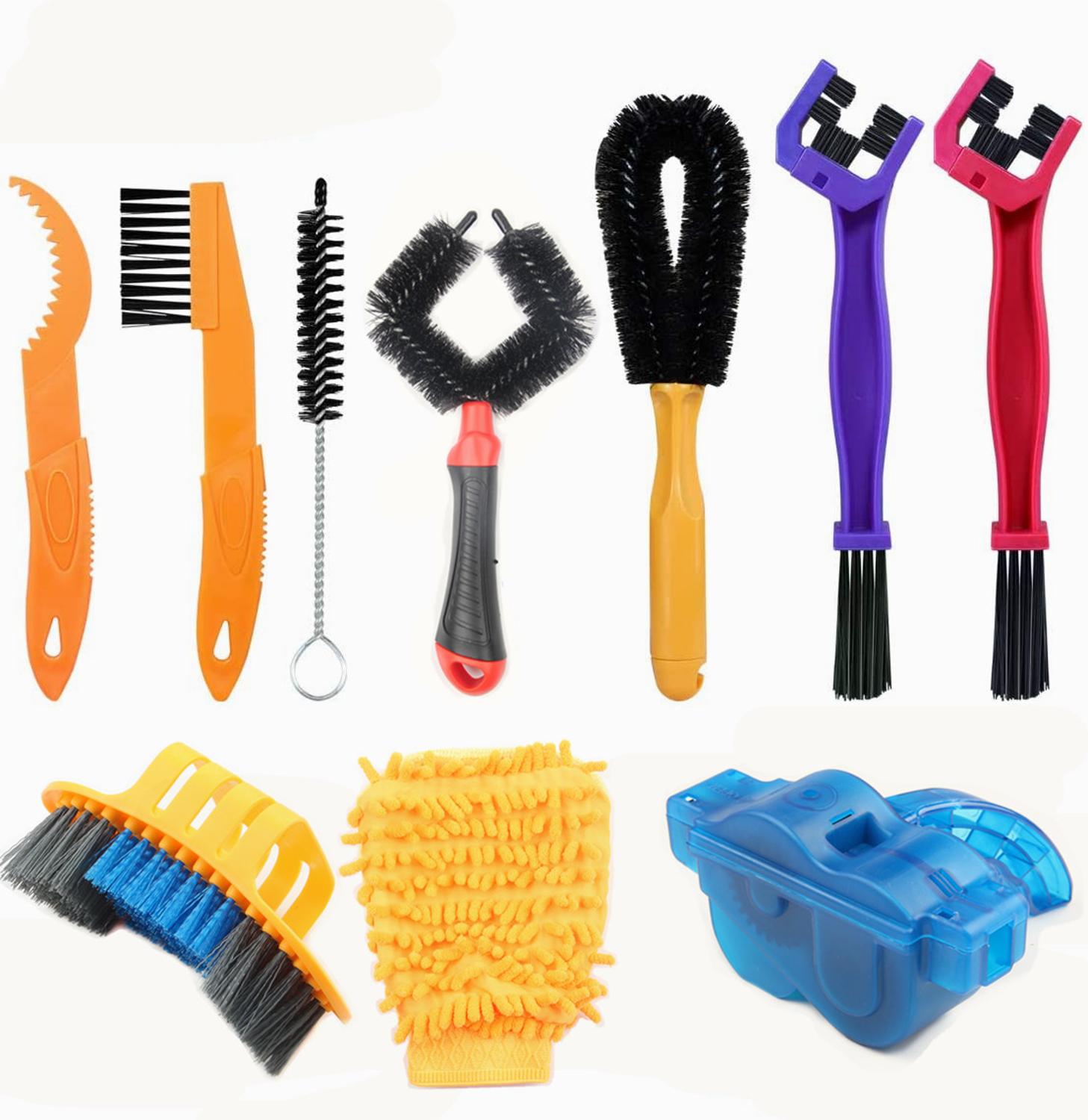 10 pcs Bicycle Chain Cleaner Portable Bike Brush Scrubber Wash Tool MTB Cycling Cleaning Kit Bike Maintenance tools