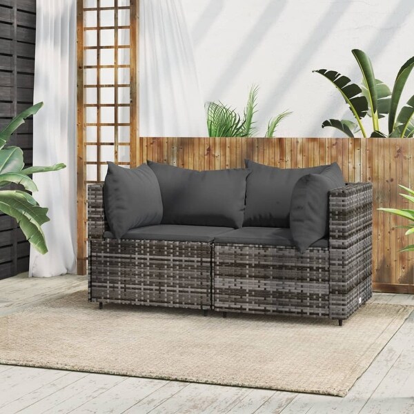 vidaXL Patio Lounge Set with Cushions Brown/Black/Gray Poly Rattan