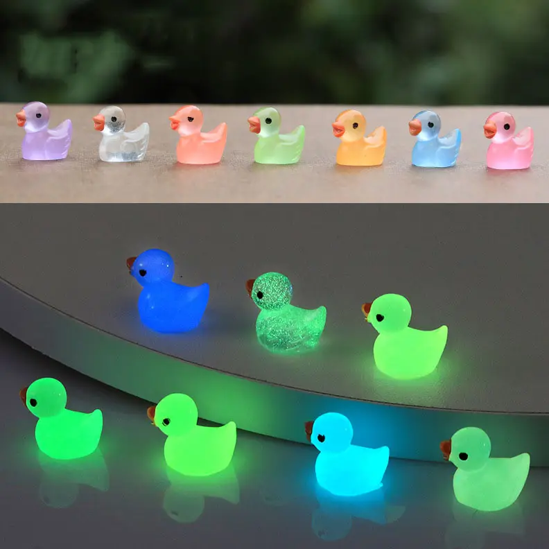 Factory Direct Supply Miniature Resin Duck Glowing In The Dark Tiny Ducks Fairy Garden Mini Duck Toy Aquarium Decorations Diy