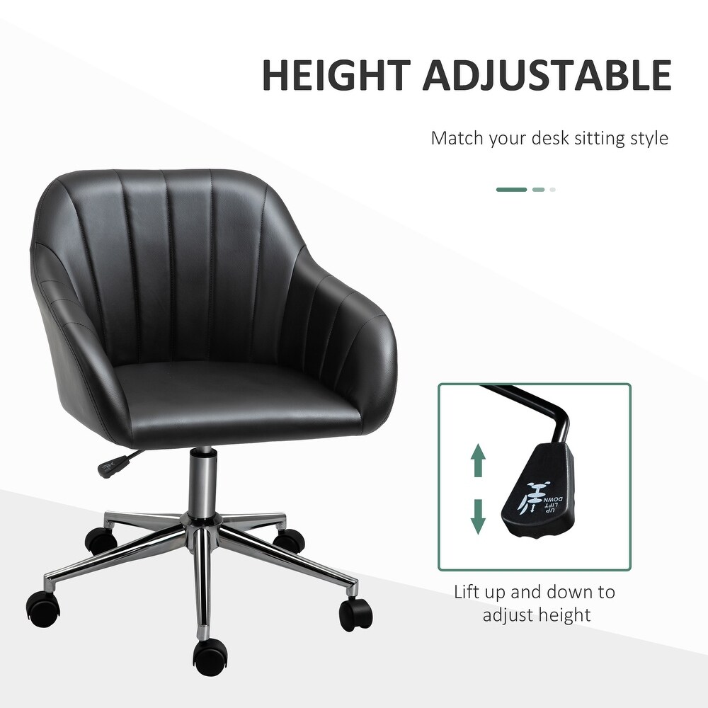 Vinsetto Mid Back Home Office Chair Computer Desk Chair with PU Leather  Adjustable Height  Swivel Wheels for Study  Bedroom