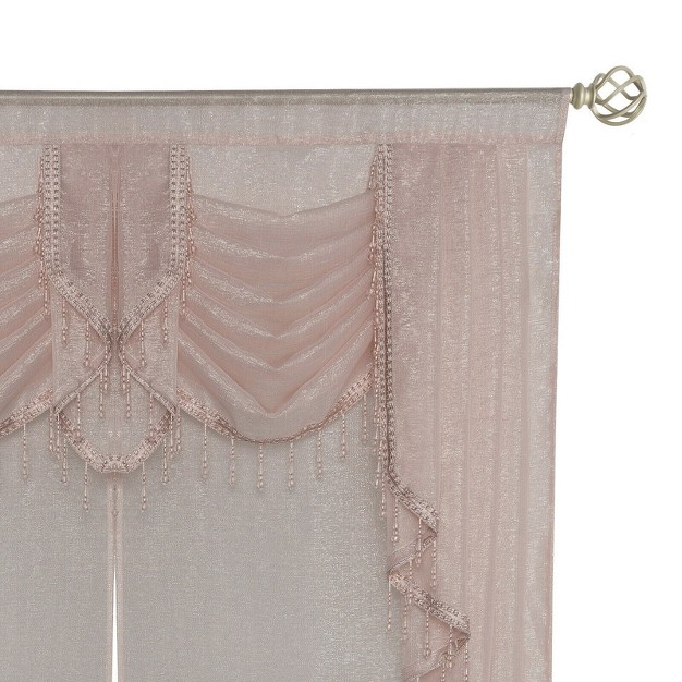 Kate Aurora Ultra Glam Beaded Sparkly Sheer Window In A Bag Curtain Set