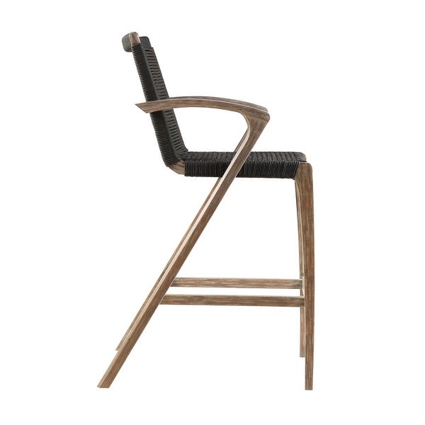 Ivan 30 Inch Barstool， Dark Brown Eucalyptus Wood Frame