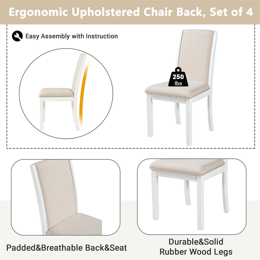 Upholstered Tufted Armless Dining Chair Set of 4