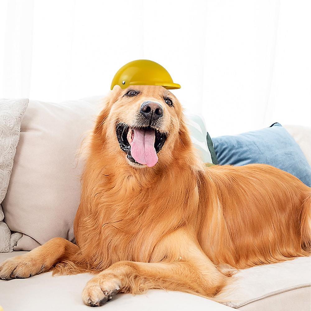 Pet Helmet， Dog Cat Safety Ridding Cap Motorcycle Bike Hat， Soft Padded Sun Rain Protection-yellow