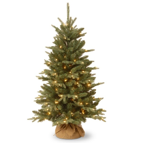 4 ft Prelit Artificial Mini Christmas Tree | Includes Small Lights and Cloth Bag Base | for Tabletop or Desk