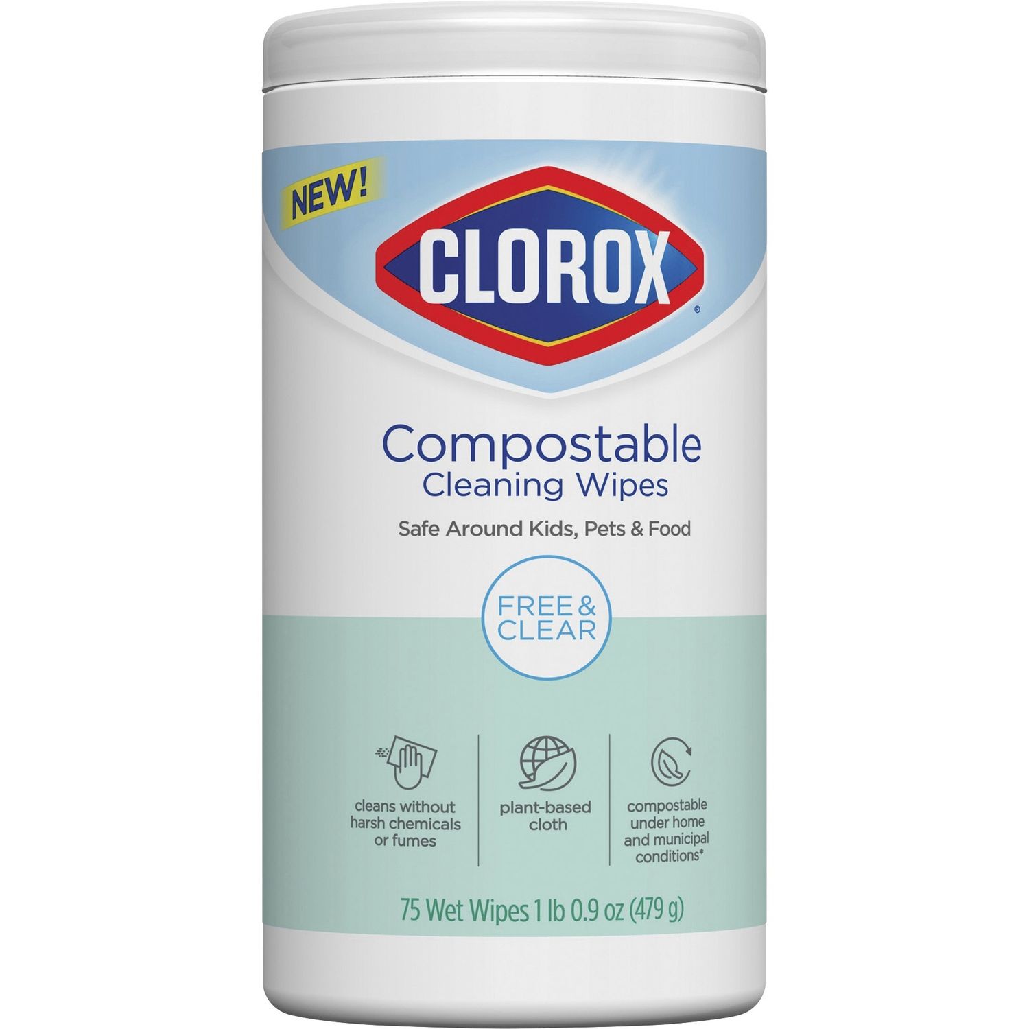 Compostable Cleaning Wipes - All Purpose Wipes - Unscented by The Clorox Company CLO32486CT